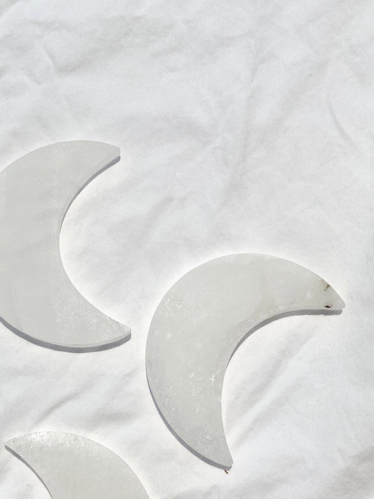 Selenite Crescent Moon Carving | Large - Unearthed Crystals