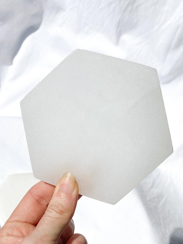 Selenite Hexagonal Charging Plate | Medium - Unearthed Crystals