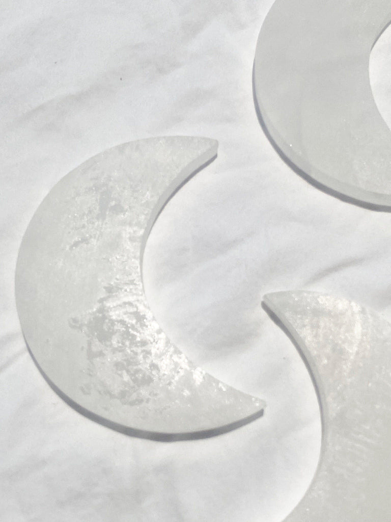 Selenite Crescent Moon Carving | Large - Unearthed Crystals