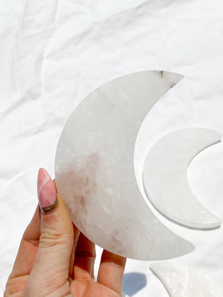 Selenite Crescent Moon Carving | Large - Unearthed Crystals