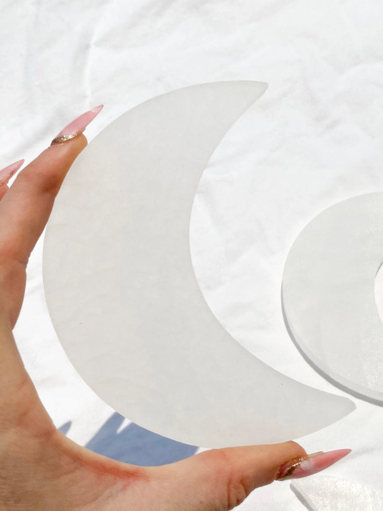 Selenite Crescent Moon Carving | Large - Unearthed Crystals