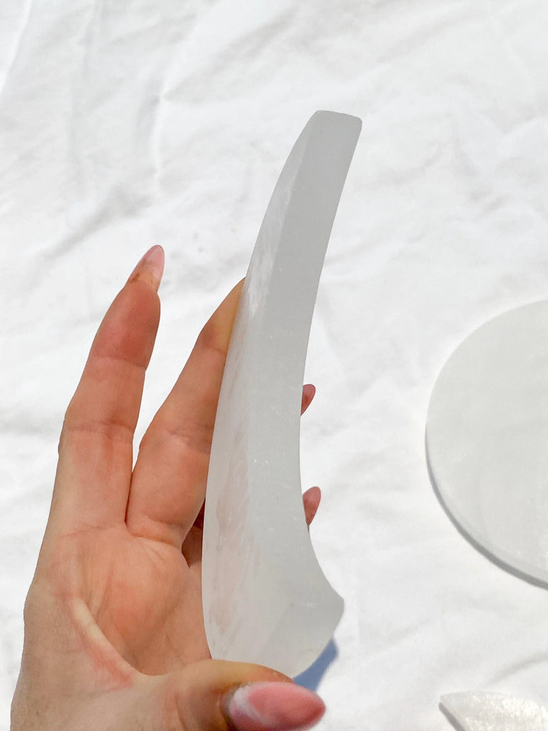 Selenite Crescent Moon Carving | Large - Unearthed Crystals