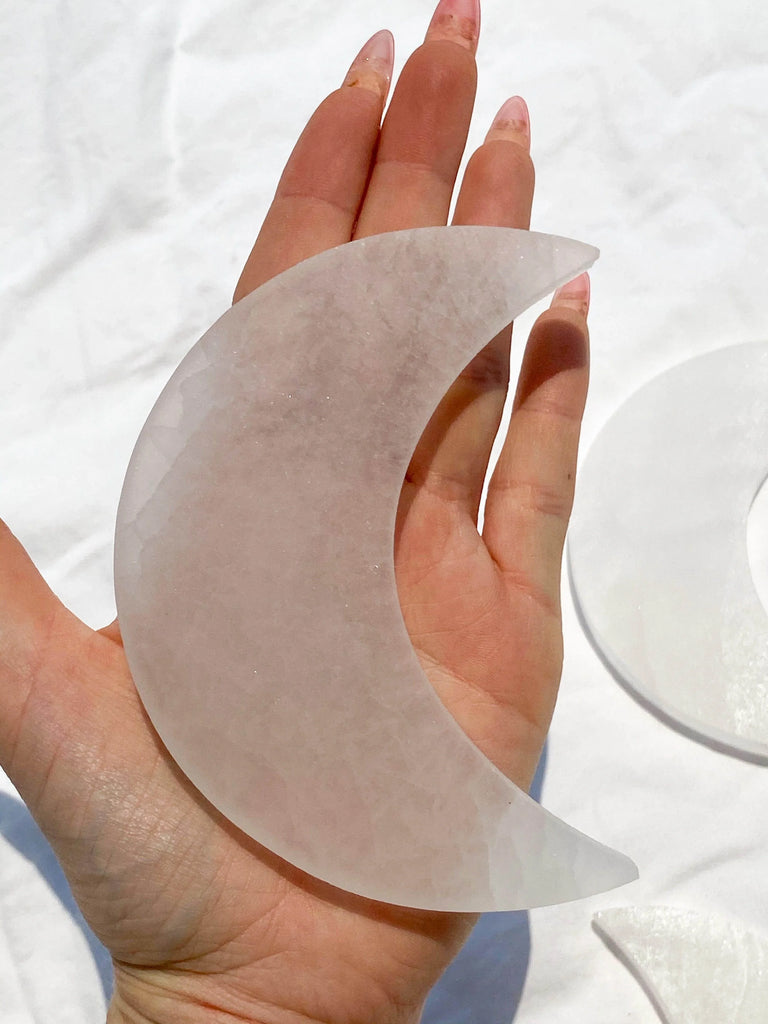 Selenite Crescent Moon Carving | Large - Unearthed Crystals