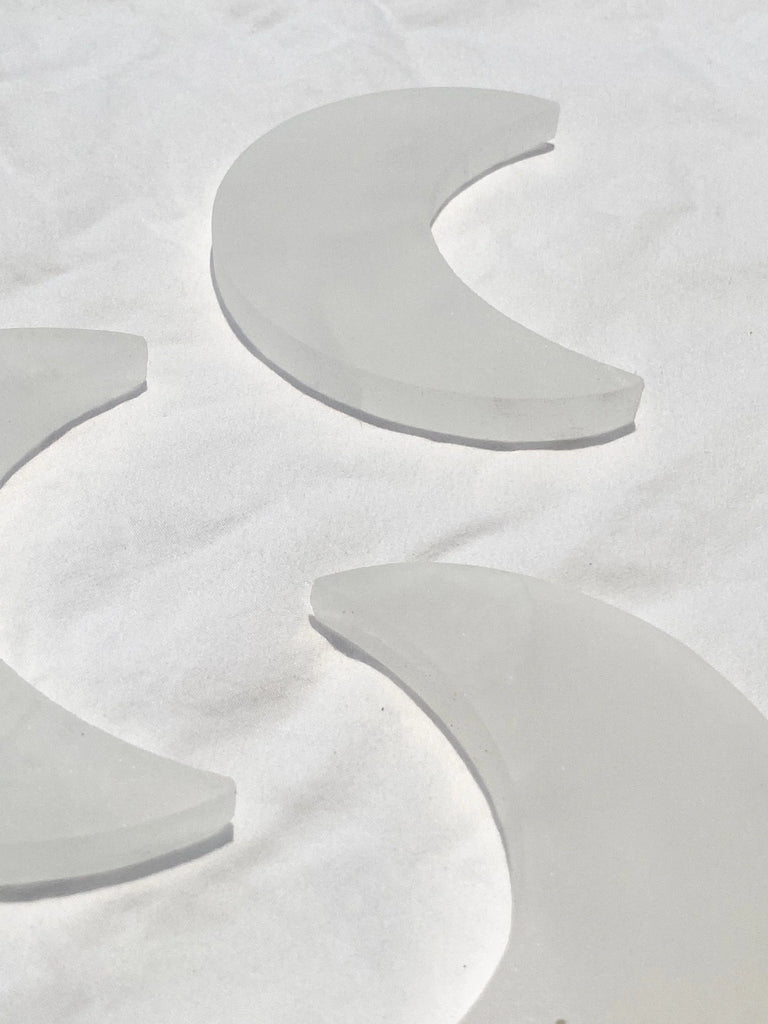 Selenite Crescent Moon Carving | Large - Unearthed Crystals