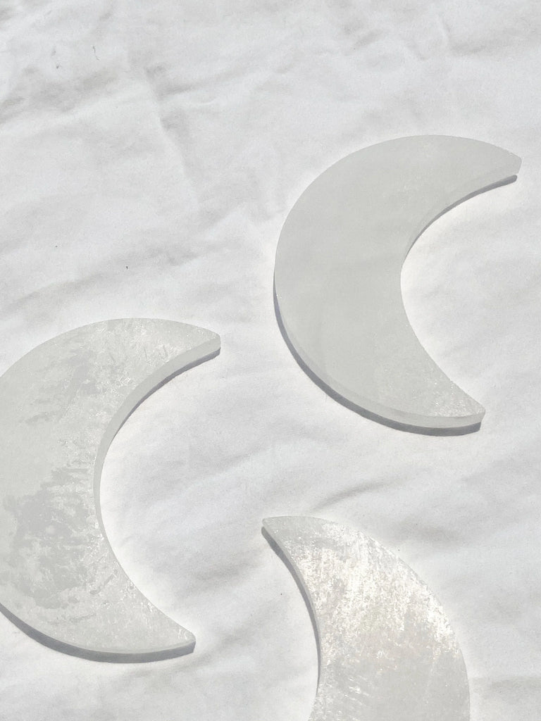 Selenite Crescent Moon Carving | Large - Unearthed Crystals