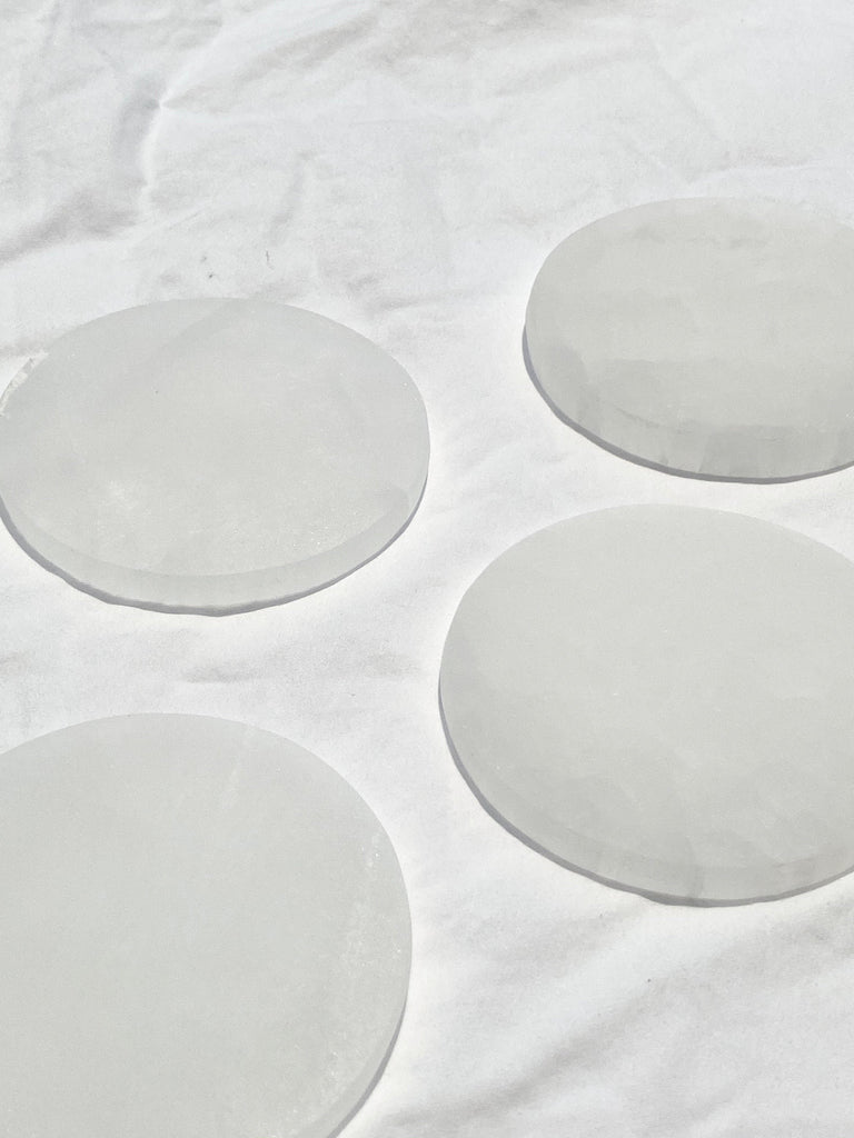 Selenite Round Charging Plate | Medium - Unearthed Crystals