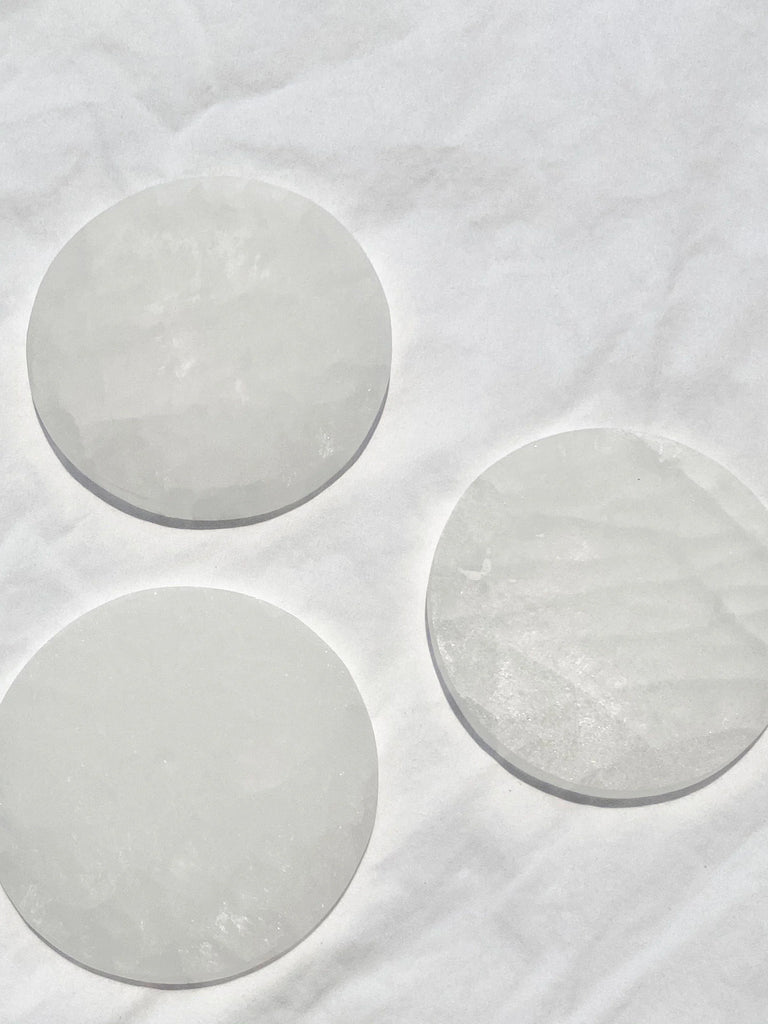 Selenite Round Charging Plate | Medium - Unearthed Crystals