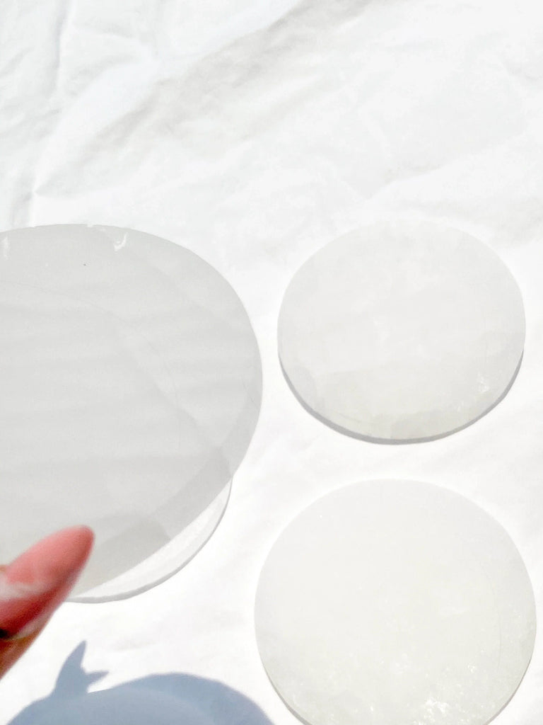 Selenite Round Charging Plate | Medium - Unearthed Crystals