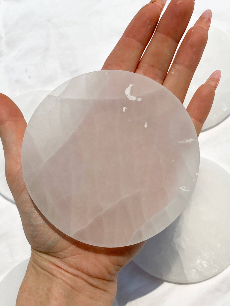 Selenite Round Charging Plate | Medium - Unearthed Crystals