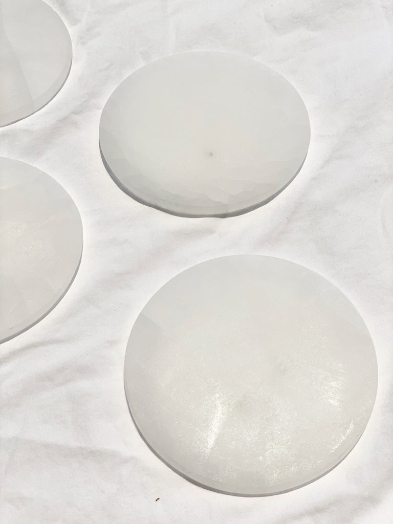 Selenite Round Charging Plate | Large - Unearthed Crystals