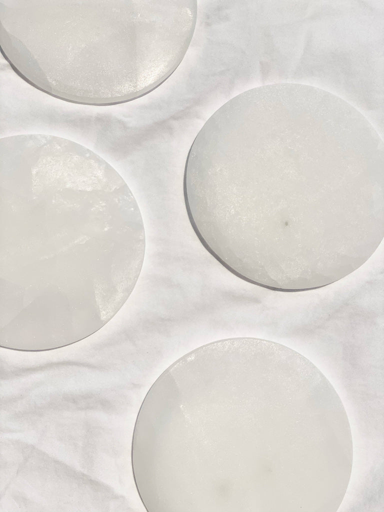 Selenite Round Charging Plate | Large - Unearthed Crystals