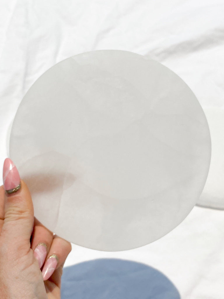 Selenite Round Charging Plate | Large - Unearthed Crystals