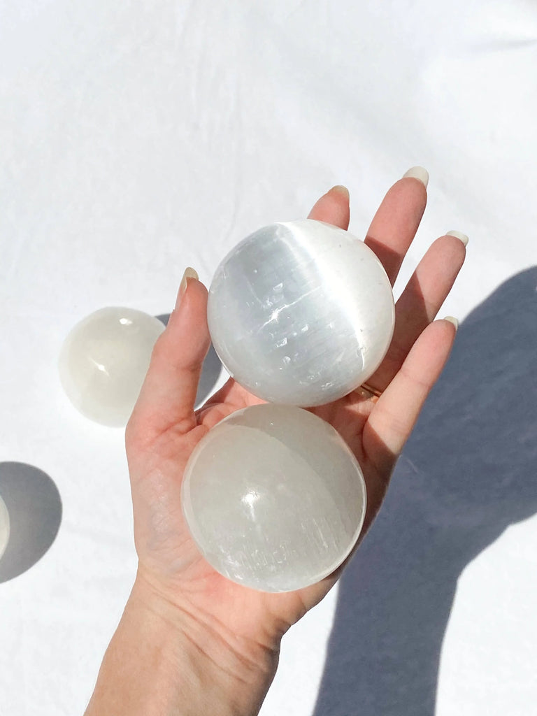 Selenite Sphere | Medium - Unearthed Crystals