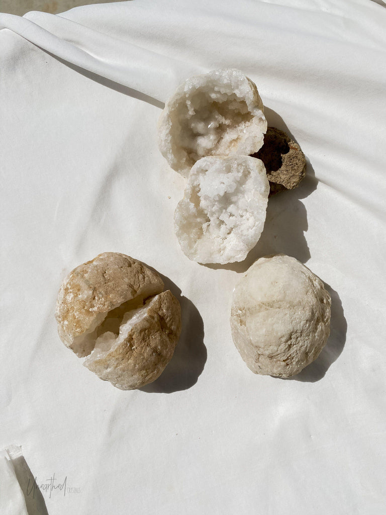 Natural Moroccan Quartz Geode | Cracked | Medium - Unearthed Crystals