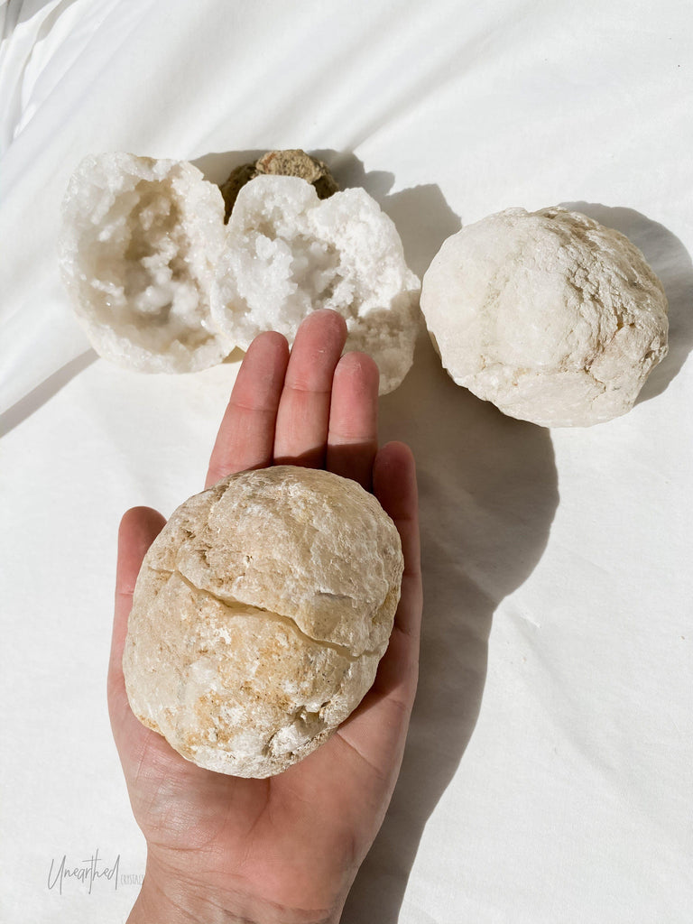 Natural Moroccan Quartz Geode | Cracked | Medium - Unearthed Crystals