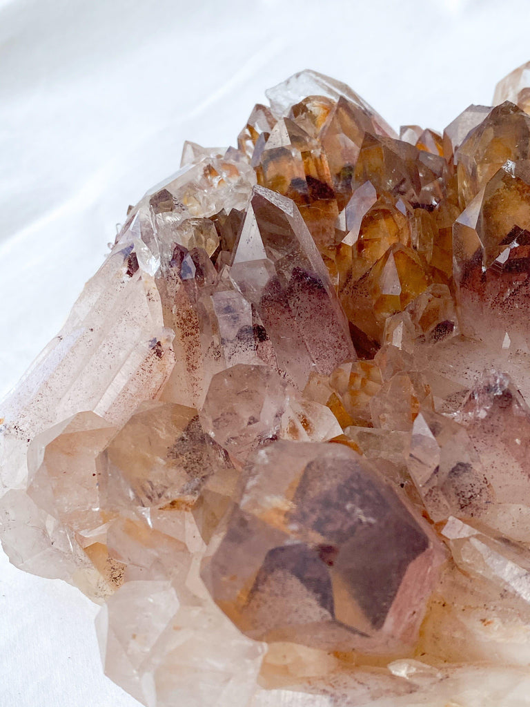 Red Phantom Quartz Cluster - Unearthed Crystals