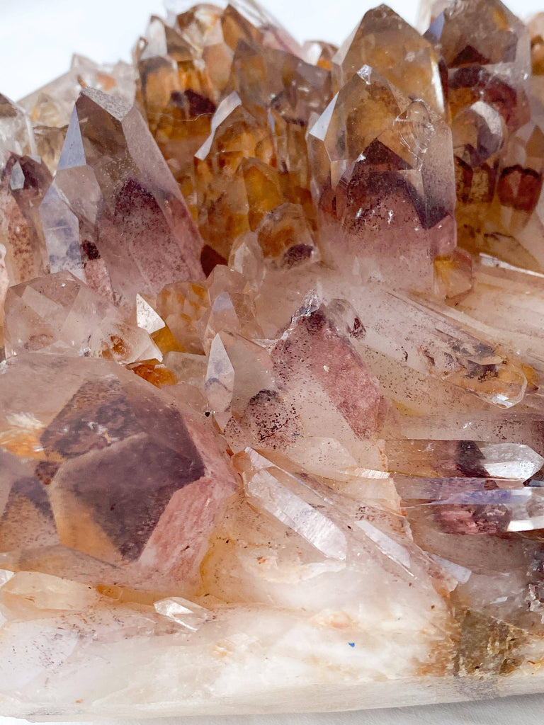 Red Phantom Quartz Cluster - Unearthed Crystals