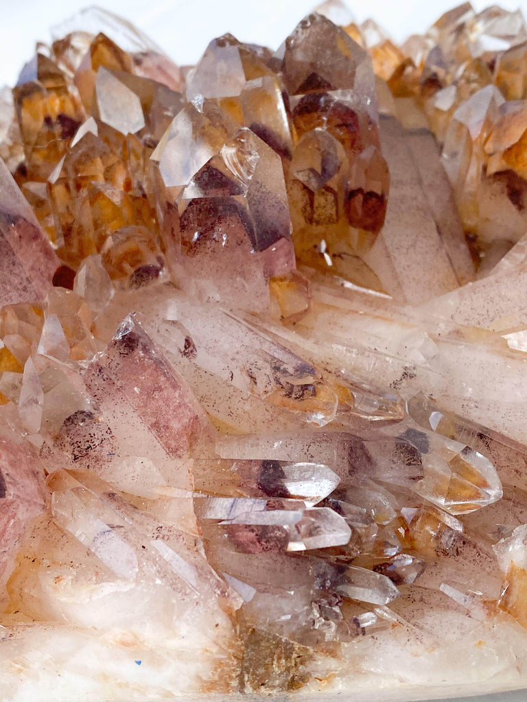 Red Phantom Quartz Cluster - Unearthed Crystals