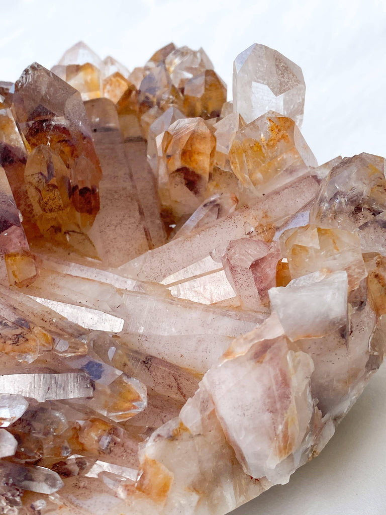 Red Phantom Quartz Cluster - Unearthed Crystals