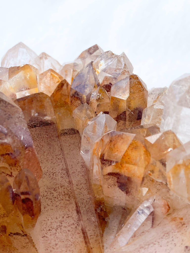 Red Phantom Quartz Cluster - Unearthed Crystals