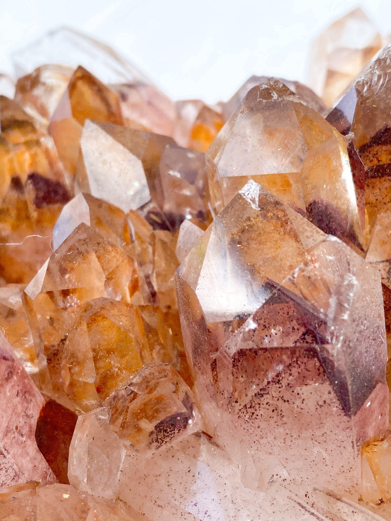 Red Phantom Quartz Cluster - Unearthed Crystals