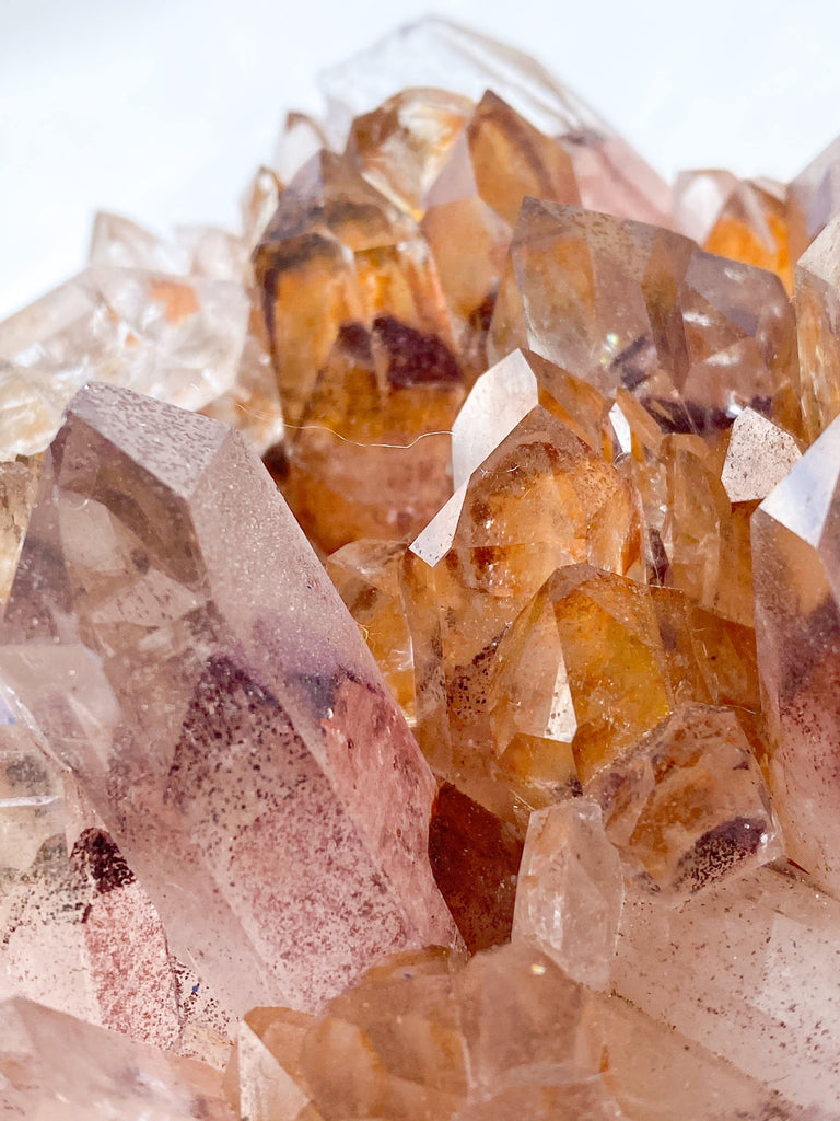 Red Phantom Quartz Cluster - Unearthed Crystals