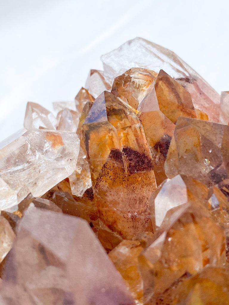 Red Phantom Quartz Cluster - Unearthed Crystals