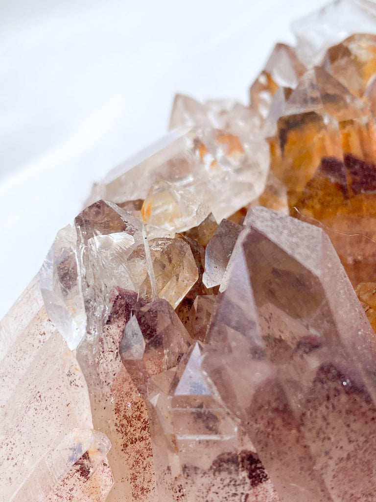 Red Phantom Quartz Cluster - Unearthed Crystals