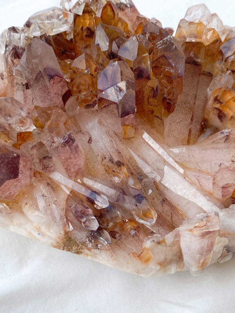 Red Phantom Quartz Cluster - Unearthed Crystals