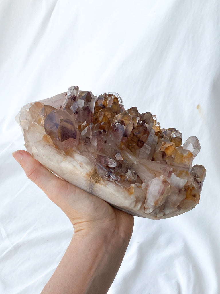 Red Phantom Quartz Cluster - Unearthed Crystals