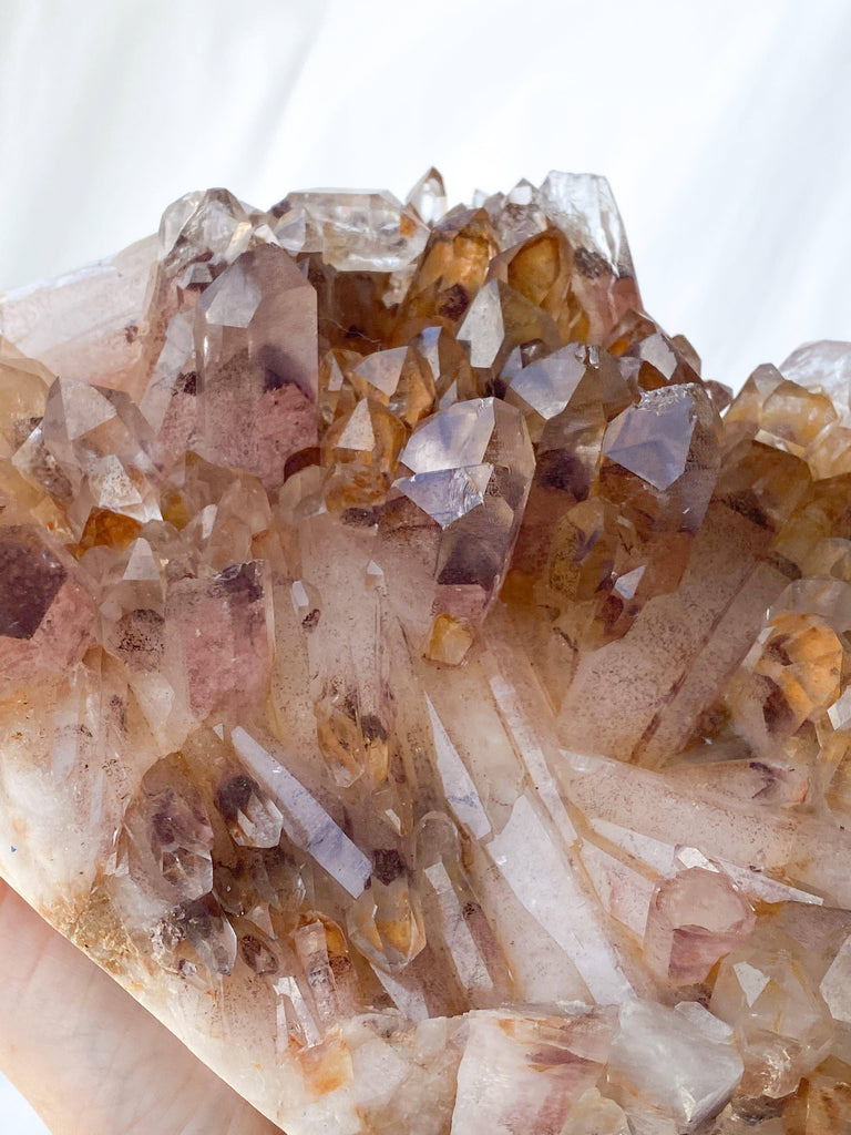 Red Phantom Quartz Cluster - Unearthed Crystals