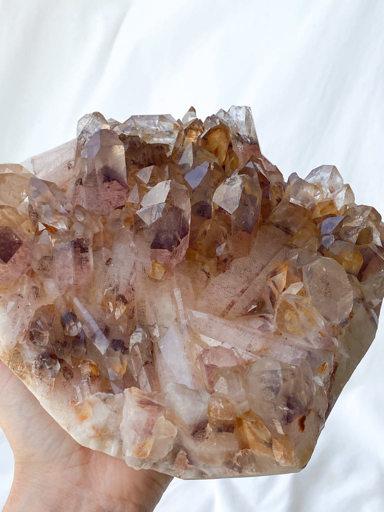 Red Phantom Quartz Cluster - Unearthed Crystals