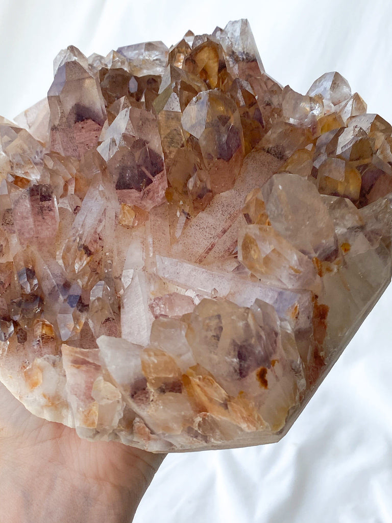 Red Phantom Quartz Cluster - Unearthed Crystals