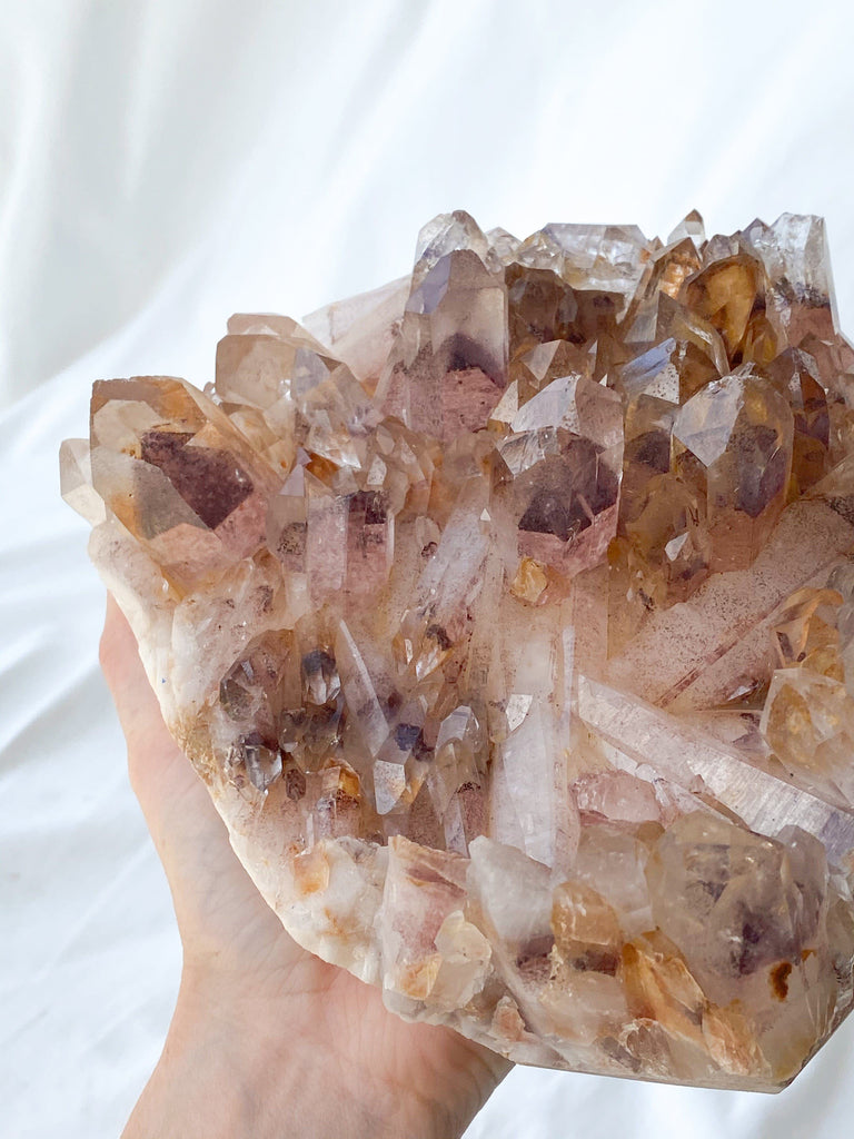 Red Phantom Quartz Cluster - Unearthed Crystals