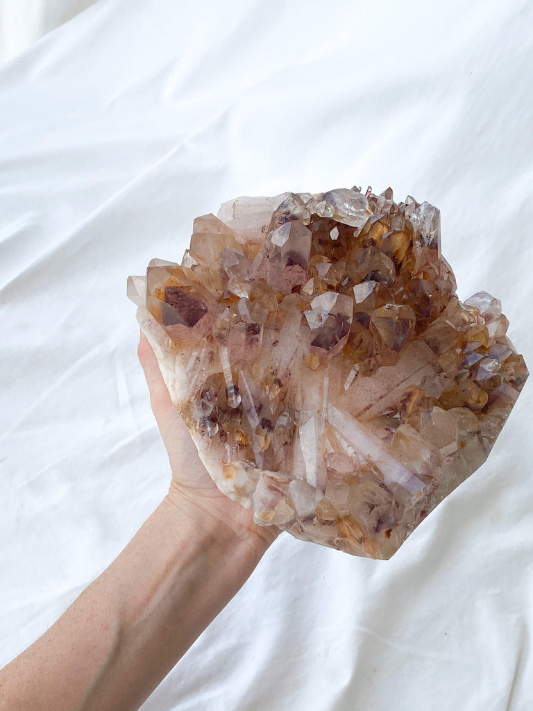 Red Phantom Quartz Cluster - Unearthed Crystals