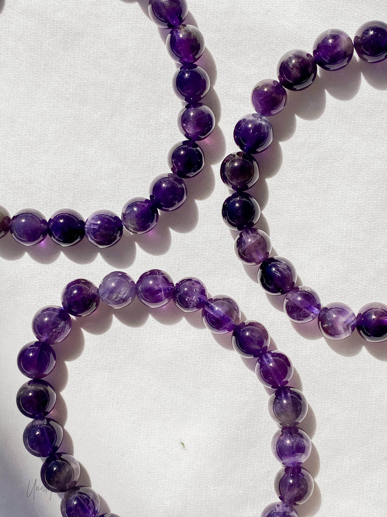 Amethyst Bead Stretch Bracelet | 8mm - Unearthed Crystals