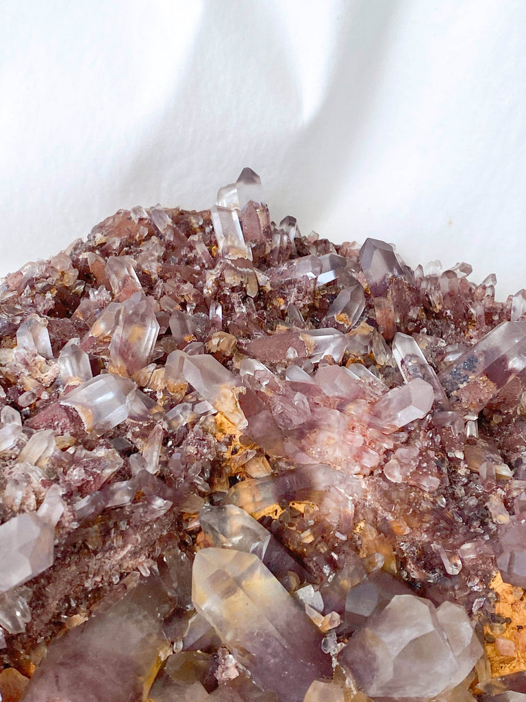 Red Phantom Quartz Cluster - Unearthed Crystals