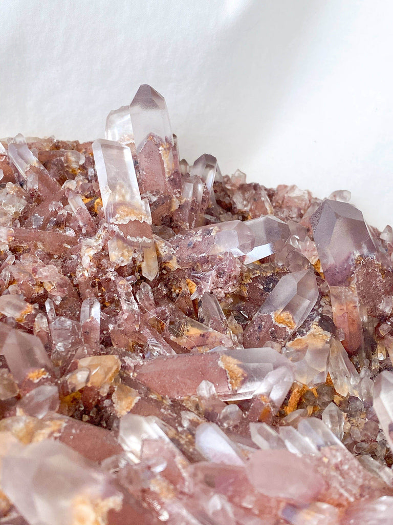 Red Phantom Quartz Cluster - Unearthed Crystals