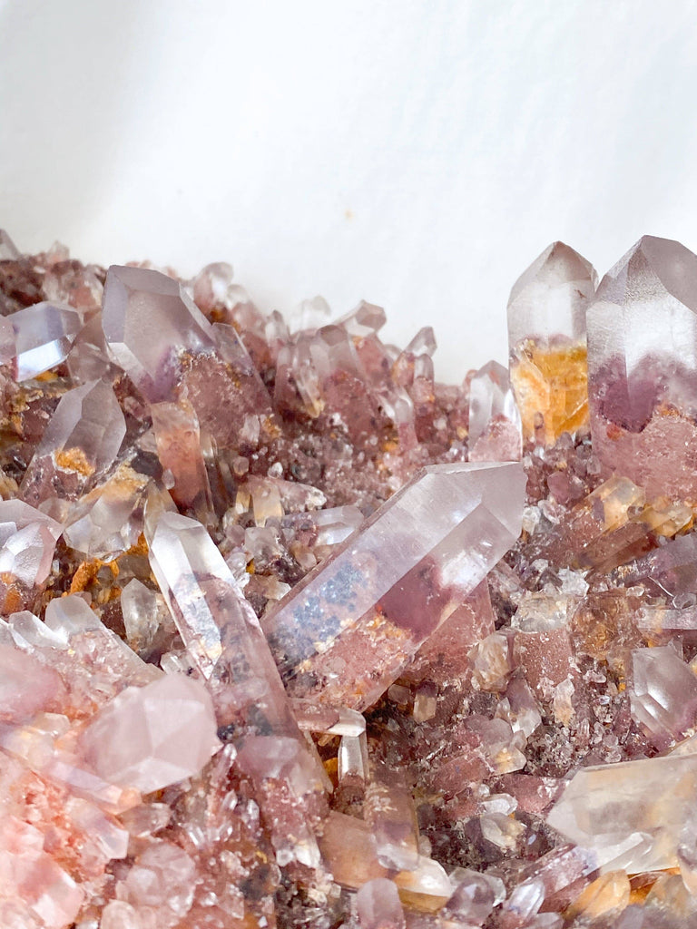 Red Phantom Quartz Cluster - Unearthed Crystals