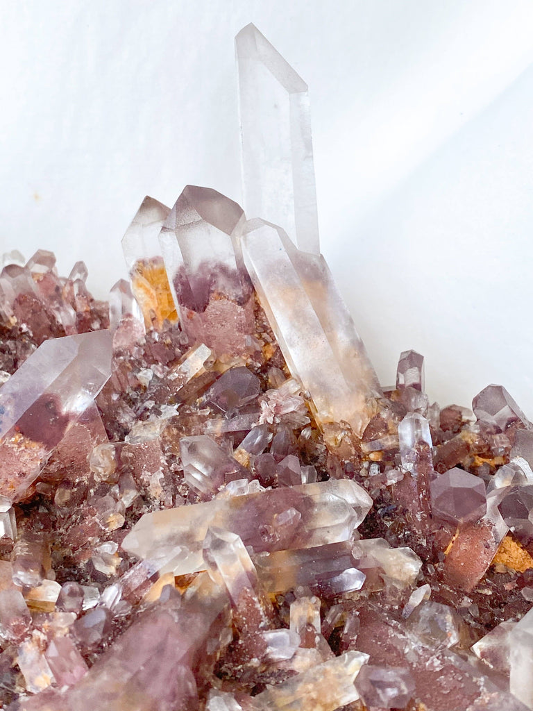 Red Phantom Quartz Cluster - Unearthed Crystals