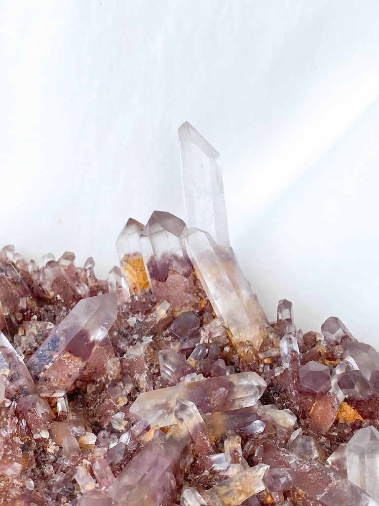 Red Phantom Quartz Cluster - Unearthed Crystals