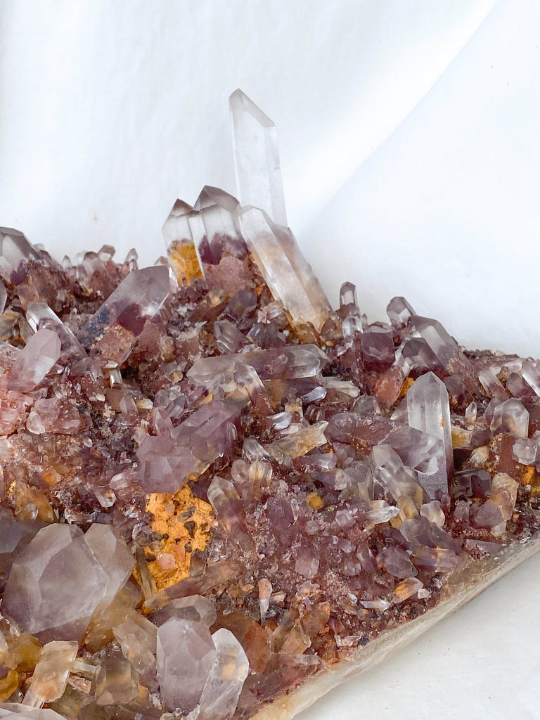 Red Phantom Quartz Cluster - Unearthed Crystals