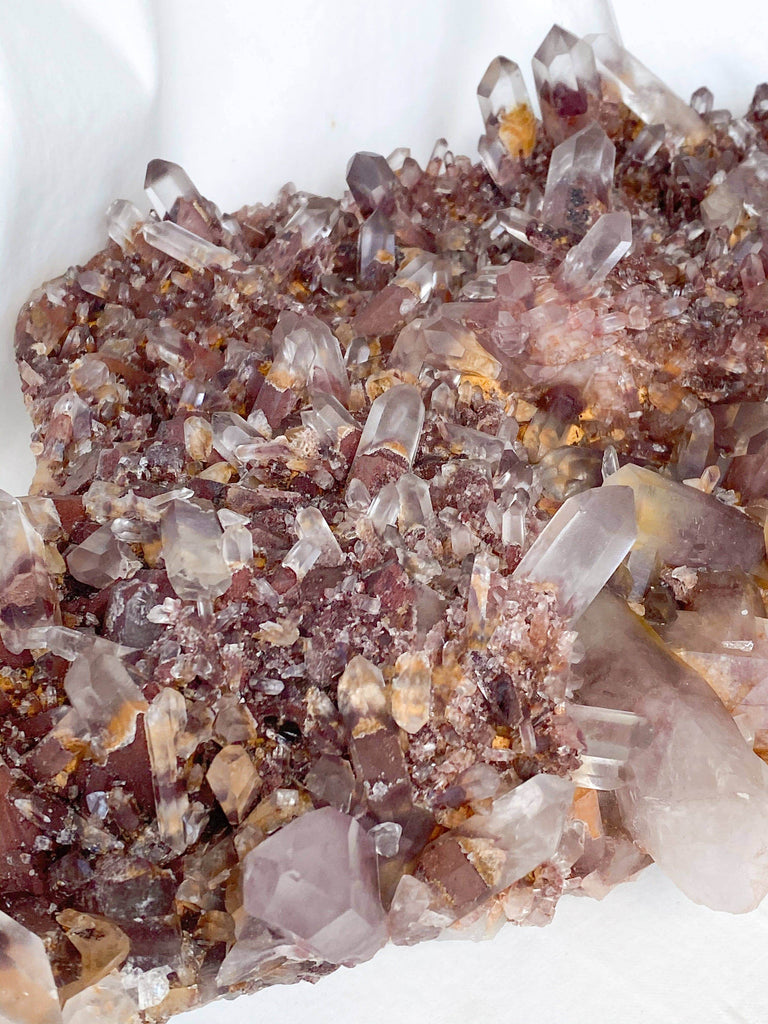 Red Phantom Quartz Cluster - Unearthed Crystals