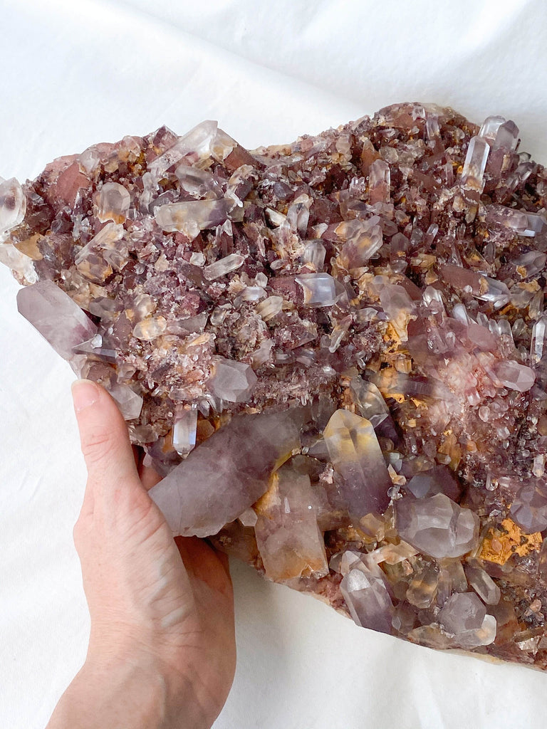 Red Phantom Quartz Cluster - Unearthed Crystals