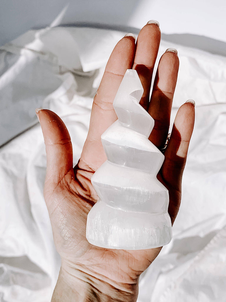 Selenite Unicorn Horn Carving | Small - Unearthed Crystals