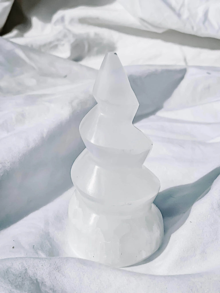 Selenite Unicorn Horn Carving | Small - Unearthed Crystals