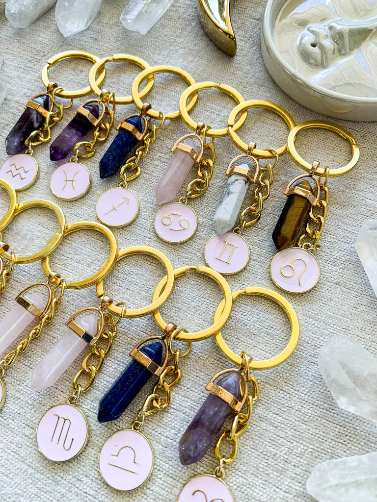 Zodiac + Stone Keyring - Unearthed Crystals