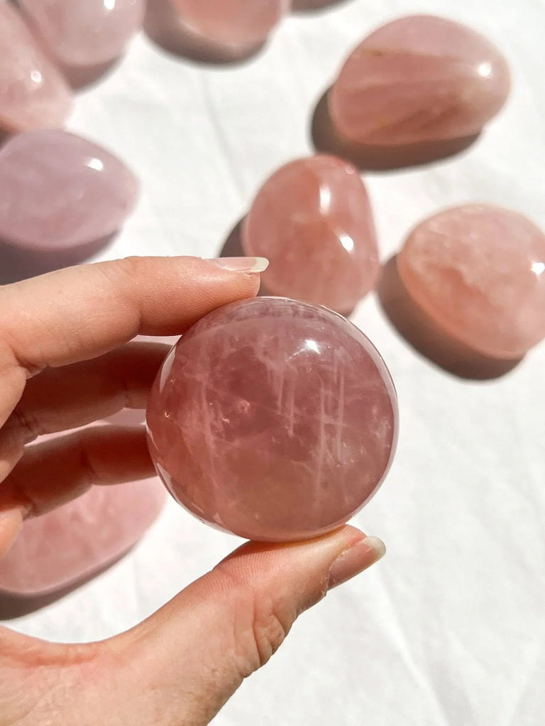 Rose Quartz Palm Stone | Medium - Unearthed Crystals