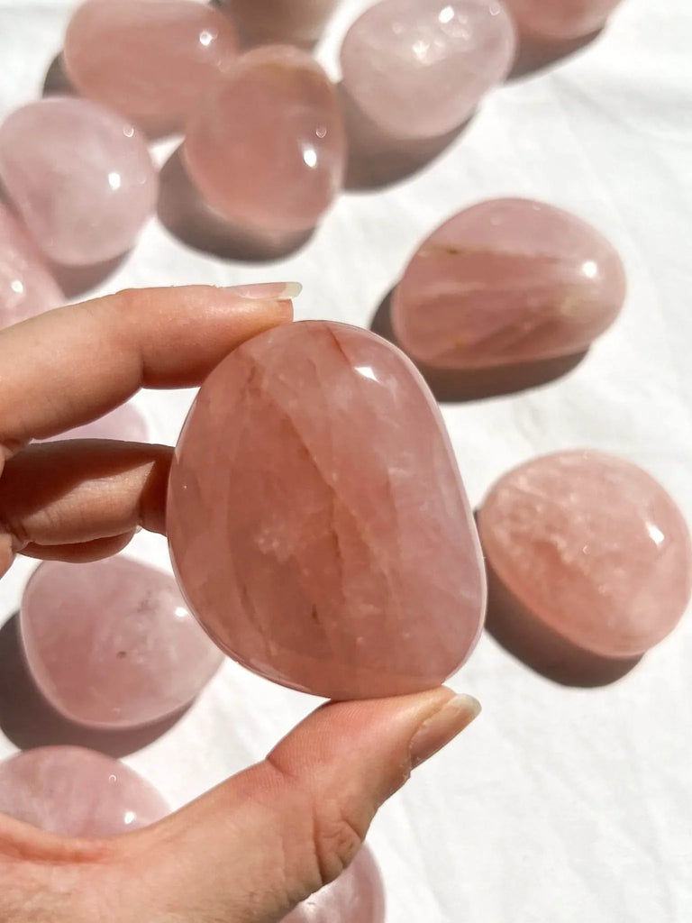 Rose Quartz Palm Stone | Medium - Unearthed Crystals