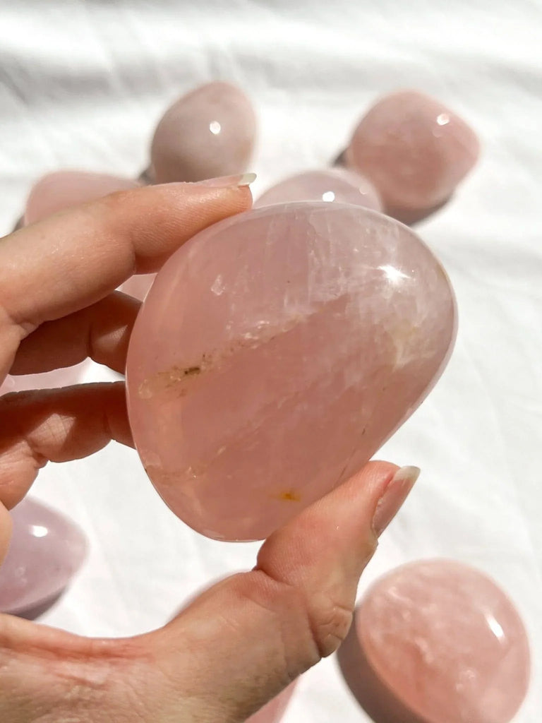 Rose Quartz Palm Stone | Medium - Unearthed Crystals